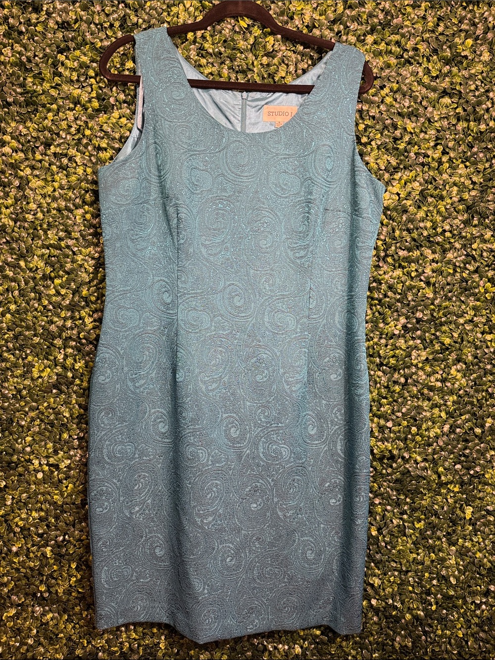 Studio I Teal Textured Sleeveless Sheath Dress